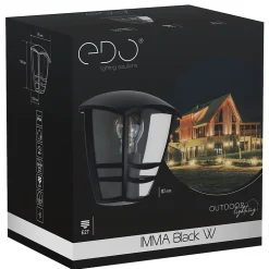 Applique murale extérieure IP44 E27 noire Imma Black W applique extérieure luminaire mural extérieur lampe murale extérieure