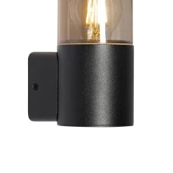 Applique murale extérieure moderne noire avec abat-jour fumé IP44 - Odense
