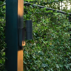 Applique murale extérieure anthracite avec détecteur de mouvement 2 lumières IP44 - Duo