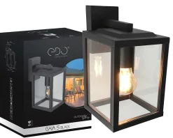 Applique murale extérieure en verre IP44 E27 noire Gaia S Black applique extérieure luminaire mural extérieur lampe murale
