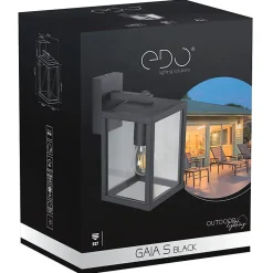 Applique murale extérieure en verre IP44 E27 noire Gaia S Black applique extérieure luminaire mural extérieur lampe murale