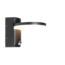Applique murale extérieure noire avec LED intégrée IP54 détecteur de mouvement - Esmee
