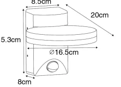 Applique murale extérieure noire avec LED intégrée IP54 détecteur de mouvement - Esmee