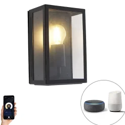 Applique murale extérieure intelligente noire 25,5 avec WiFi A60 IP44 - Rotterdam