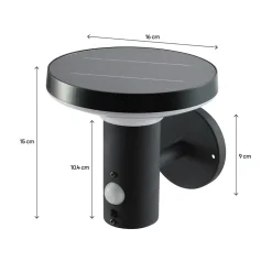 Applique murale extérieure LED intégrée solaire Cowhorn noir 650lm IP44 Goodhome