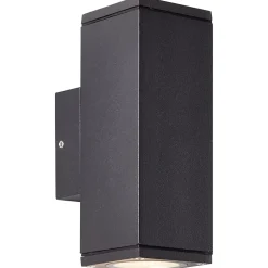 Applique murale extérieure bi-directionnelle Hally 20W GU10 IP44 l.6 x H.15,5 x P.8,8 cm gris anthracite Brilliant