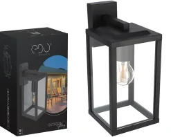 Applique murale extérieure en verre IP44 E27 noire Gaia T Black applique extérieure luminaire mural extérieur lampe murale