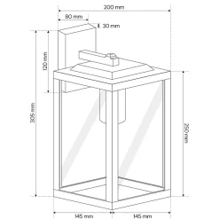 Applique murale extérieure en verre IP44 E27 noire Gaia T Black applique extérieure luminaire mural extérieur lampe murale