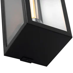 Applique murale extérieure rectangulaire moderne noire avec verre - Rotterdam Long