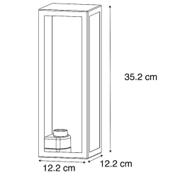 Applique murale extérieure rectangulaire moderne noire avec verre - Rotterdam Long