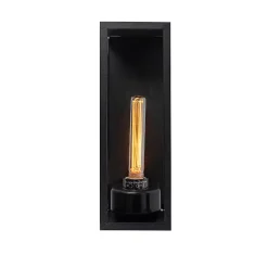 Applique murale extérieure rectangulaire moderne noire avec verre - Rotterdam Long