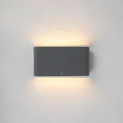 Applique murale extérieure gris foncé 17,5 cm avec LED IP65 - Batt