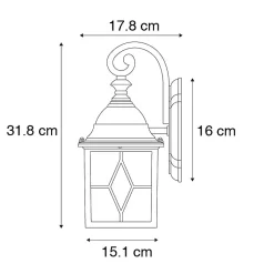 Applique murale extérieure romantique en bronze - Londres