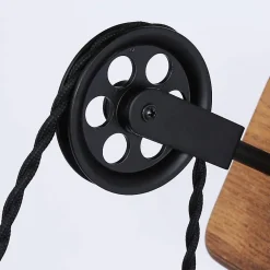 Applique Murale Ferme en Métal avec Cage et Bois Rustique Interrupteur à Câble avec Poulie Élévatrice E27