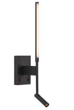 Applique murale FINAN en aluminium avec LED intégré - Noir - Lucide