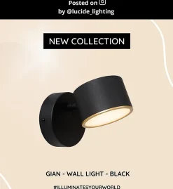 Applique murale GIAN en métal avec LED intégré - Noir - Lucide