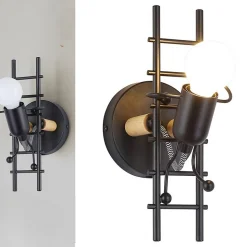 Applique murale Grimpeur avec Fourmi en métal noir et bois douille E27 idéale pour chambre denfant.