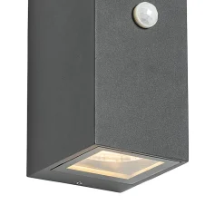 Applique murale gris foncé avec 2 lumières IP44 avec détecteur de mouvement - Baleno