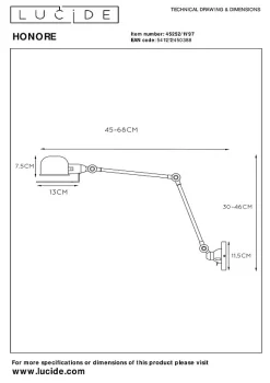 Applique murale HONORE en métal avec 1xE14 - Rouille - Lucide