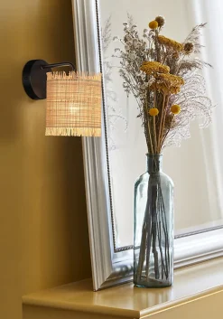 Applique murale Ibiza E14 40W IP20 L.13 x H.18 x P.18cm métal et raphia coloris naturel Corep