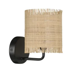 Applique murale Ibiza E14 40W IP20 L.13 x H.18 x P.18cm métal et raphia coloris naturel Corep
