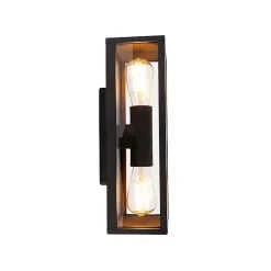Applique murale industrielle noire 38 cm 2 lumières IP44 - Charlois