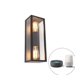 Applique murale intelligente noire 38 cm 2 lumières IP44 avec Wifi ST64 - Charlois