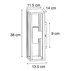 Applique murale intelligente noire 38 cm 2 lumières IP44 avec Wifi ST64 - Charlois