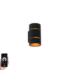 Applique murale intelligente noire avec intérieur doré, avec Wi-Fi G9 - Ria