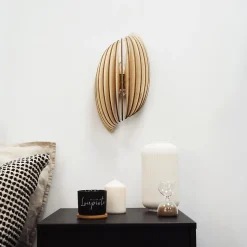 Applique murale intérieur bois E14 15W IP20 L.19 x H.40cm Atelier Loupiote Assia