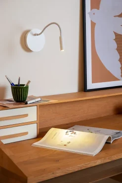 Applique murale intérieur LED articulée rechargeable Jolijn métal blanc IP20 140lm 2W Ø.11 cm Lucide