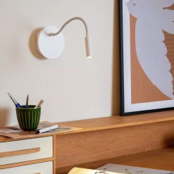 Applique murale intérieur LED articulée rechargeable Jolijn métal blanc IP20 140lm 2W Ø.11 cm Lucide