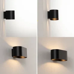 Applique murale intérieure en aluminium noir avec éclairage en haut et en bas support G9 ampoule non incluse