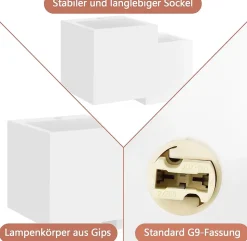 Applique Murale Intérieure Moderne en Plâtre G9 - Éclairez Votre Chambre, Couloir ou Escalier