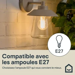 Applique murale Kebel E27 25W IP44 Goodhome beige