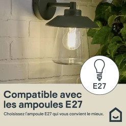 Applique murale Kebel E27 25W IP44 Goodhome vert