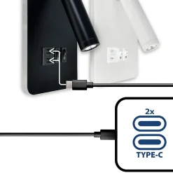 Applique murale LED avec lampe de lecture et interrupteur 10W + 3W 700 lm 4200K chargeur 2x USB Type-C blanc lampe de chevet