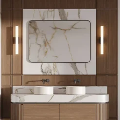 Applique murale LED CCT 45 cm verre rainuré IP44 éclairage salle de bain moderne Linea Light Prestige