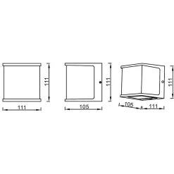 Applique murale LED cube, 10W 1000lm 4000K IP54, GRIS