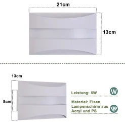 Applique murale LED d'intérieur Nettlife blanche - Design moderne 3000 K, éclairage mural blanc chaud 5 W