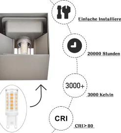 Applique Murale LED Intérieur 2er Applique Extérieure Up Down Luminaires Muraux Moderne Couloir