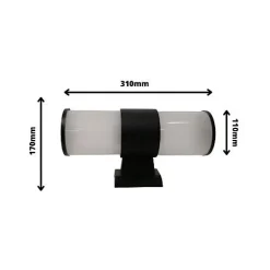 Applique Murale LED IP44 double faisceau E27 Opaque - SILUMEN - Noir