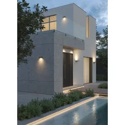 Applique murale LED Mini Pla Corten 20 W, interrupteur CCT, aluminium 2700 K/3200 K/4000K, éclairage haut - Beneito & Faure