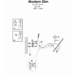 Applique murale LED moderne et fine chromée Light Prestige 3000K 1 pièce.