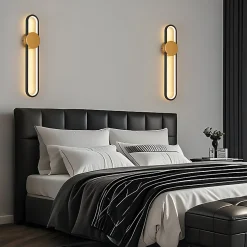 Applique murale LED NETTLIFE - 12 W - Lampe d'escalier 60 cm - Doré - Design moderne - Blanc chaud 3 000 K - Éclairage mural