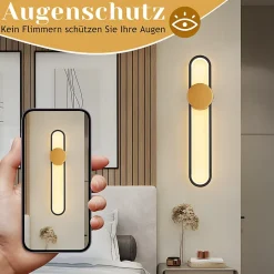 Applique murale LED NETTLIFE - 12 W - Lampe d'escalier 60 cm - Doré - Design moderne - Blanc chaud 3 000 K - Éclairage mural