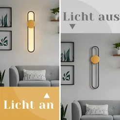 Applique murale LED NETTLIFE - 12 W - Lampe d'escalier 60 cm - Doré - Design moderne - Blanc chaud 3 000 K - Éclairage mural