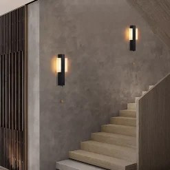 Applique murale LED Nettlife d'intérieur avec interrupteur - Lampe de couloir noire au design moderne 3000 K Blanc chaud 6W