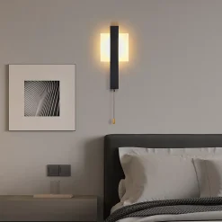 Applique murale LED Nettlife d'intérieur avec interrupteur - Lampe de couloir noire au design moderne 3000 K Blanc chaud 6W