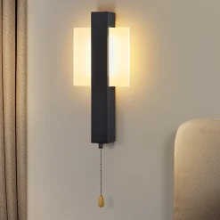 Applique murale LED Nettlife d'intérieur avec interrupteur - Lampe de couloir noire au design moderne 3000 K Blanc chaud 6W